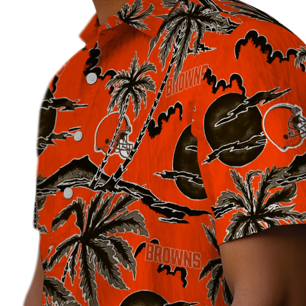 Cleveland Browns Hawaiian Shirt - Palm Sunset | Moonbestprint