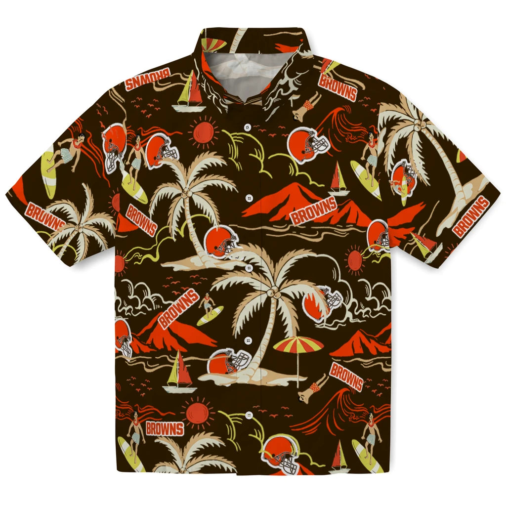 Cleveland Browns Hawaiian Shirt - Palm Tree Island | Moonbestprint