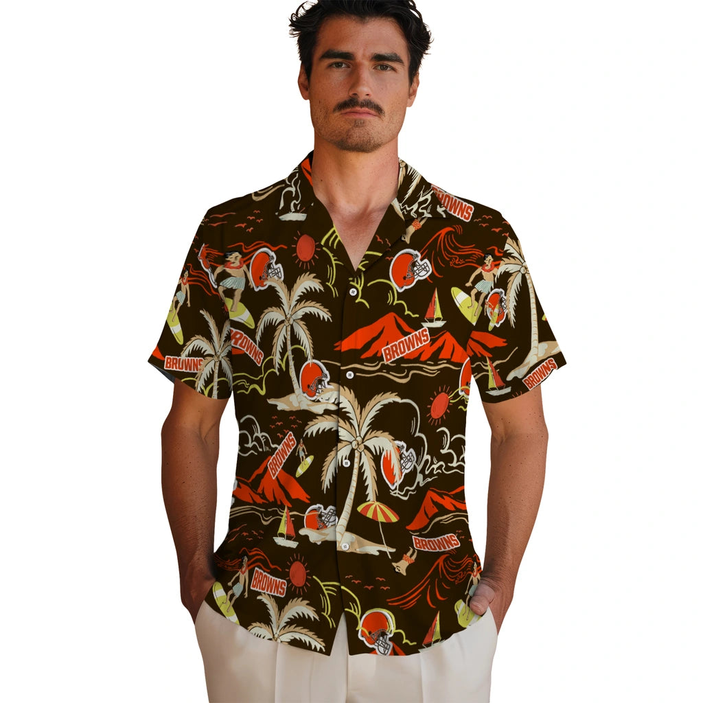 Cleveland Browns Hawaiian Shirt - Palm Tree Island | Moonbestprint