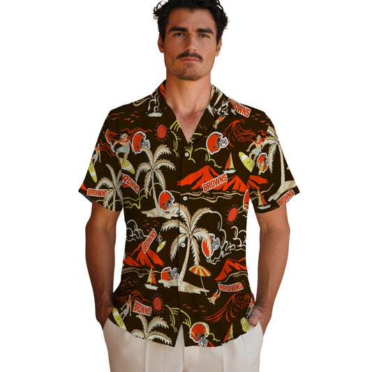 Cleveland Browns Hawaiian Shirt - Palm Tree Island | Moonbestprint
