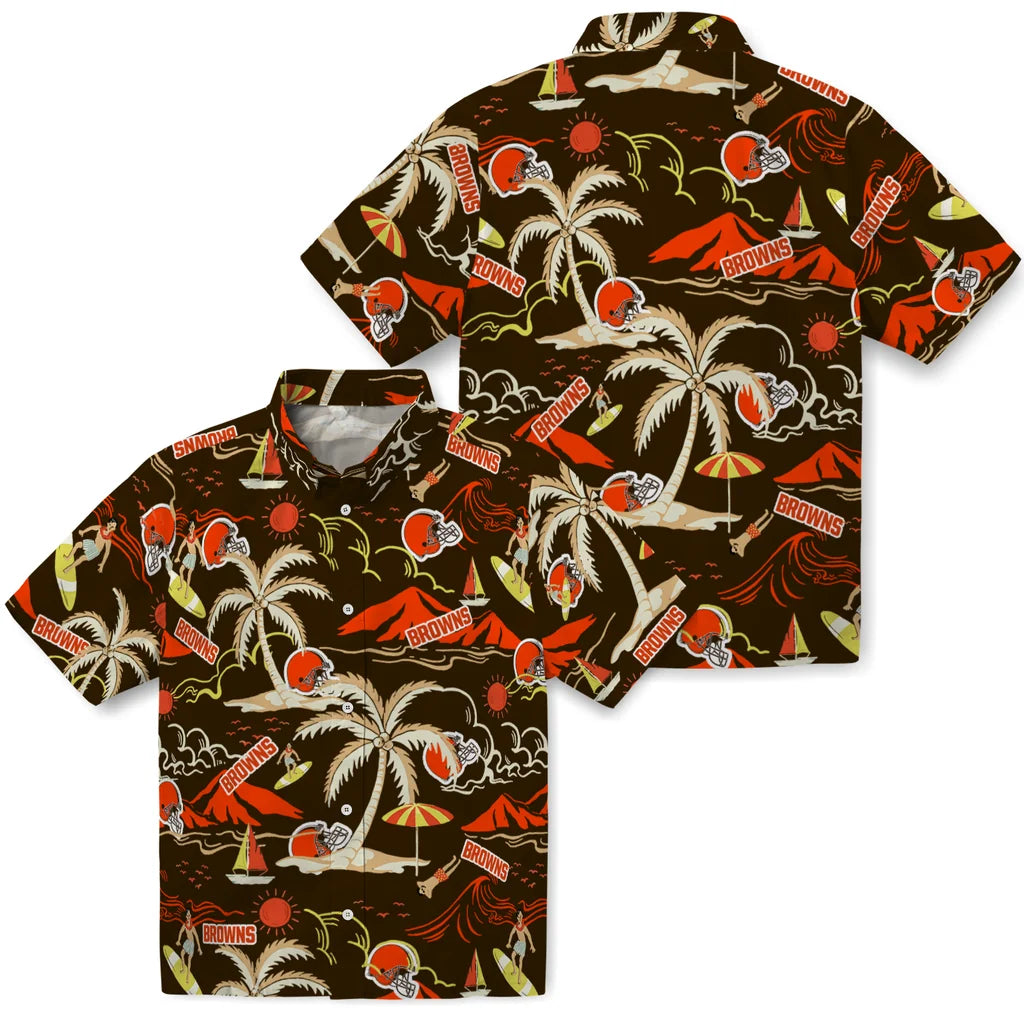 Cleveland Browns Hawaiian Shirt - Palm Tree Island | Moonbestprint