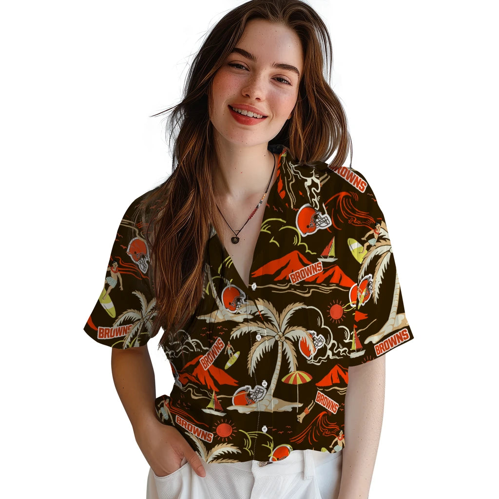 Cleveland Browns Hawaiian Shirt - Palm Tree Island | Moonbestprint