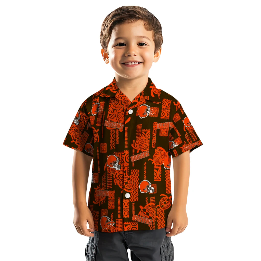 Cleveland Browns Hawaiian Shirt - Turtle Lines | Moonbestprint