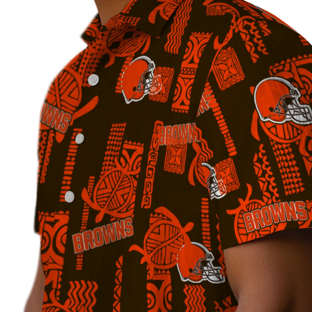 Cleveland Browns Hawaiian Shirt - Turtle Lines | Moonbestprint