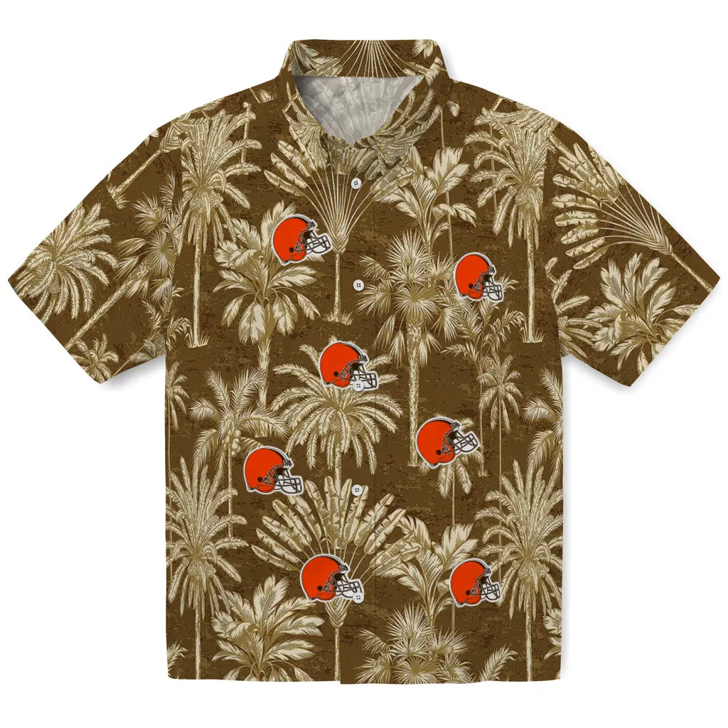 Cleveland Browns Hawaiian Shirt - Vintage Palm Tree | Moonbestprint