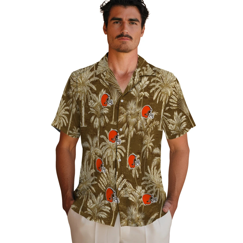Cleveland Browns Hawaiian Shirt - Vintage Palm Tree | Moonbestprint