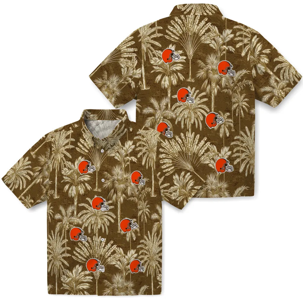 Cleveland Browns Hawaiian Shirt - Vintage Palm Tree | Moonbestprint