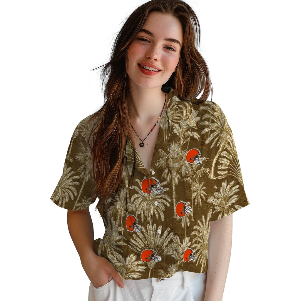 Cleveland Browns Hawaiian Shirt - Vintage Palm Tree | Moonbestprint