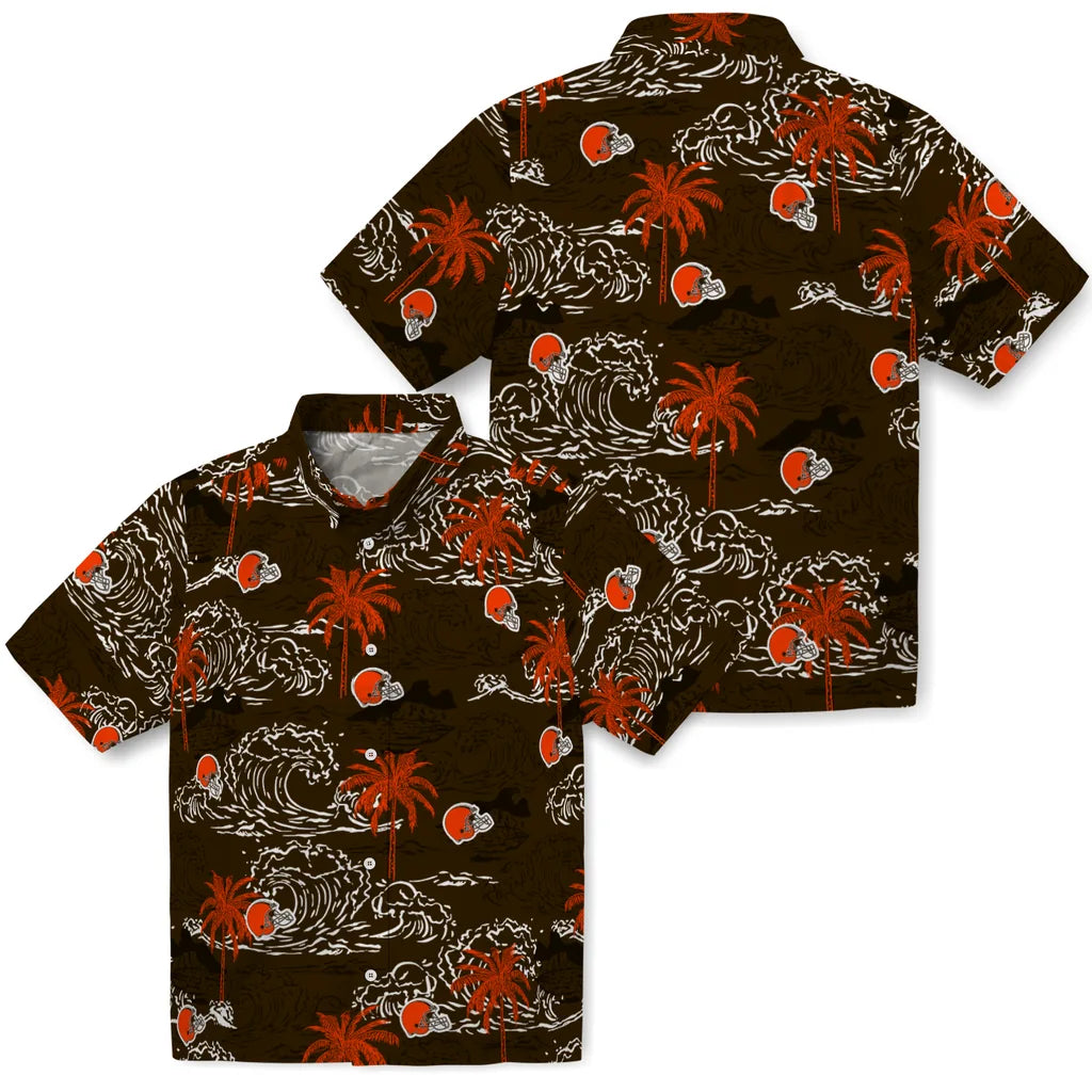 Cleveland Browns Hawaiian Shirt - Wave Palm | Moonbestprint
