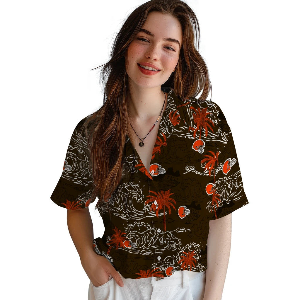 Cleveland Browns Hawaiian Shirt - Wave Palm | Moonbestprint