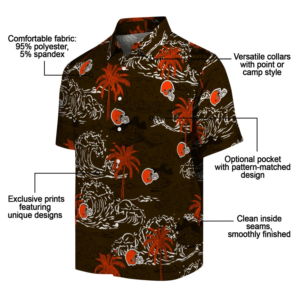 Cleveland Browns Hawaiian Shirt - Wave Palm | Moonbestprint
