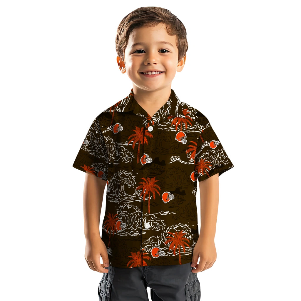 Cleveland Browns Hawaiian Shirt - Wave Palm | Moonbestprint