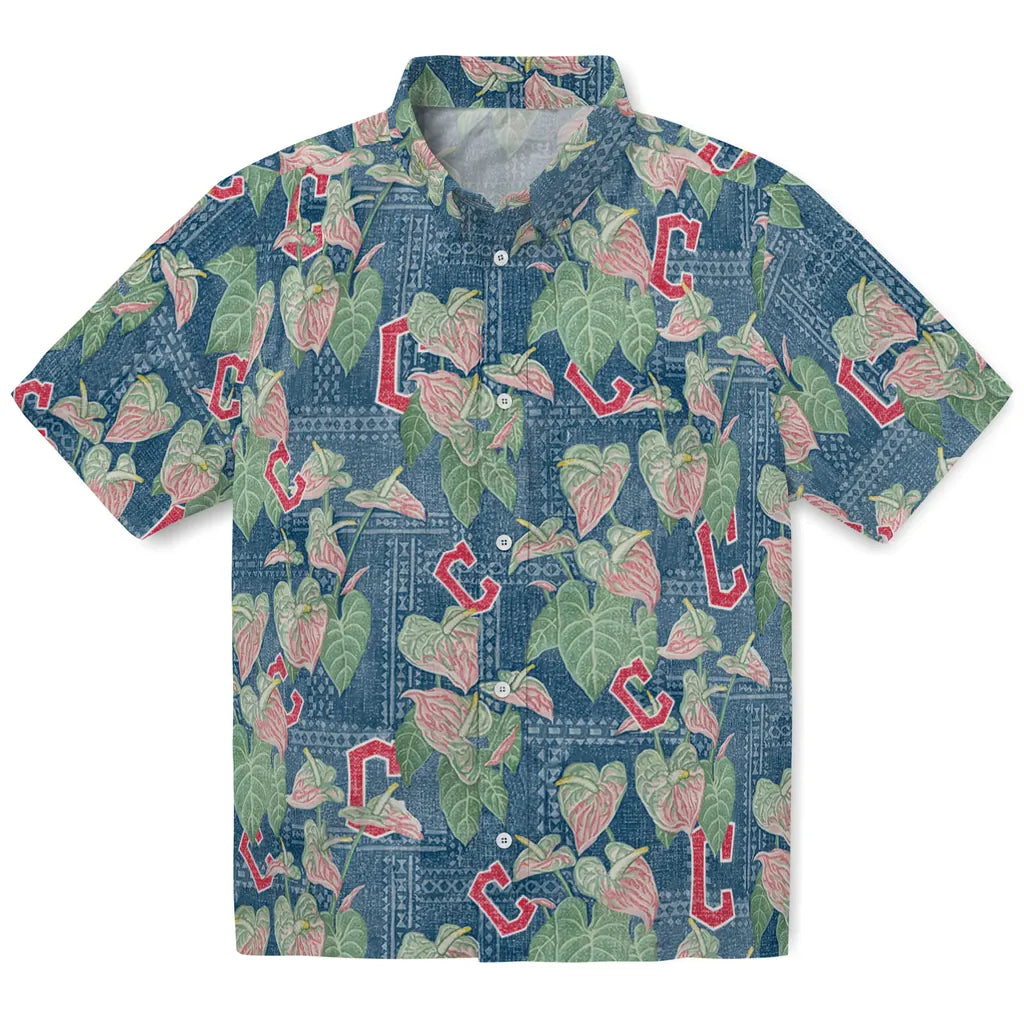 Cleveland Guardians Hawaiian Shirt - Anthurium Overlay | Moonbestprint