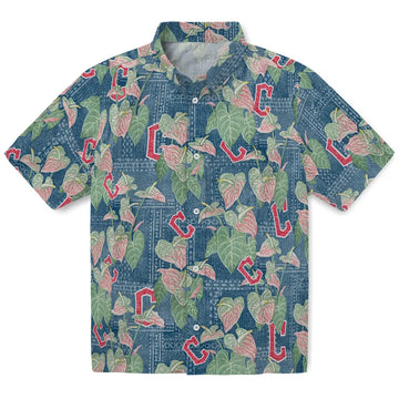 Cleveland Guardians Hawaiian Shirt - Anthurium Overlay | Moonbestprint