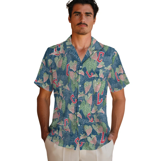Cleveland Guardians Hawaiian Shirt - Anthurium Overlay | Moonbestprint