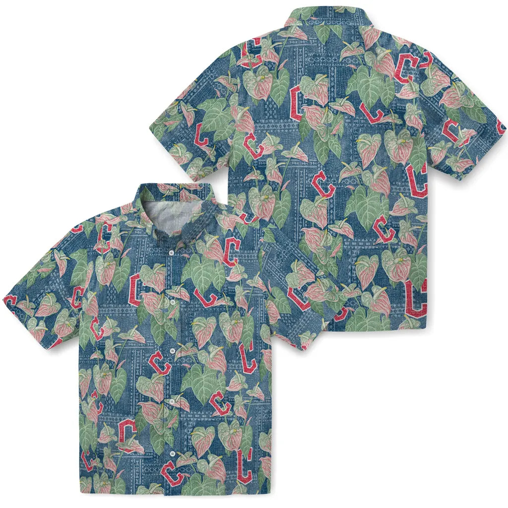 Cleveland Guardians Hawaiian Shirt - Anthurium Overlay | Moonbestprint