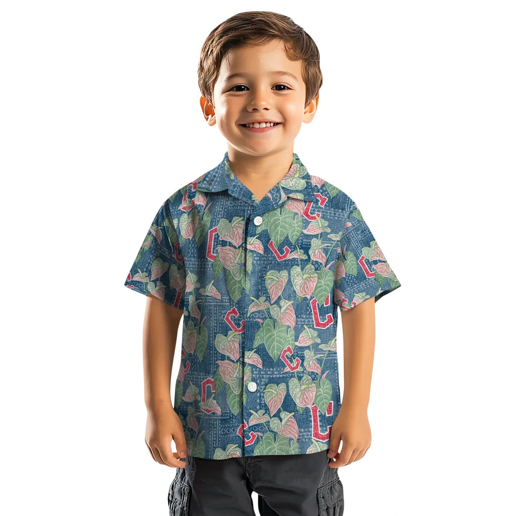 Cleveland Guardians Hawaiian Shirt - Anthurium Overlay | Moonbestprint