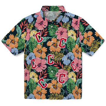 Cleveland Guardians Hawaiian Shirt - Brilliant Hibiscus Garden | Moonbestprint