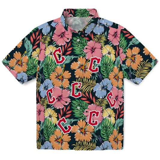 Cleveland Guardians Hawaiian Shirt - Brilliant Hibiscus Garden | Moonbestprint