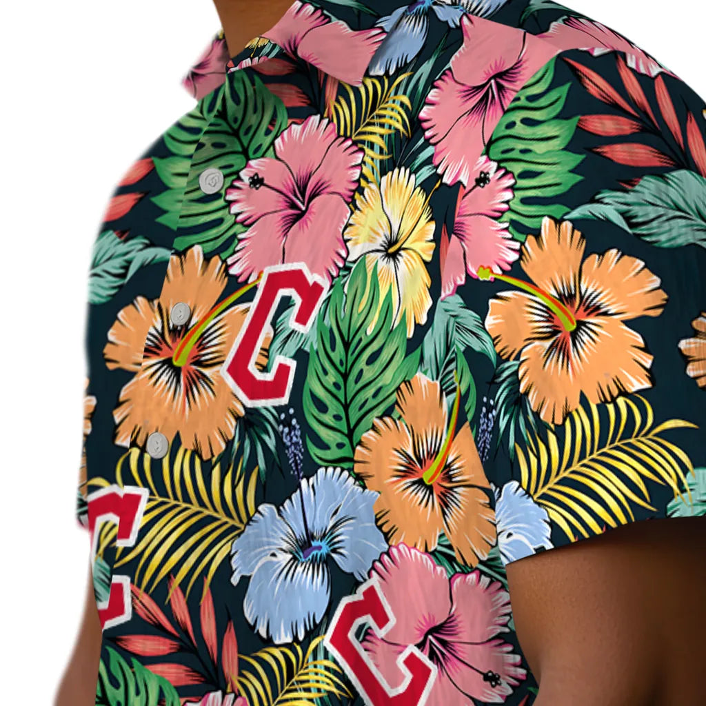 Cleveland Guardians Hawaiian Shirt - Brilliant Hibiscus Garden | Moonbestprint