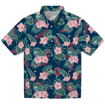 Cleveland Guardians Hawaiian Shirt - Flamingo and Hibiscus | Moonbestprint