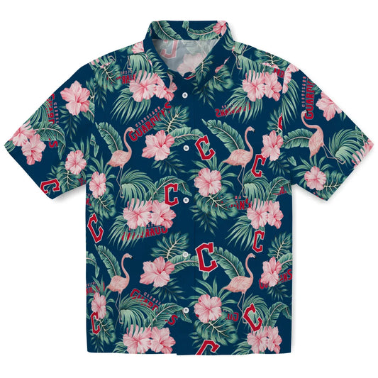 Cleveland Guardians Hawaiian Shirt - Flamingo and Hibiscus | Moonbestprint