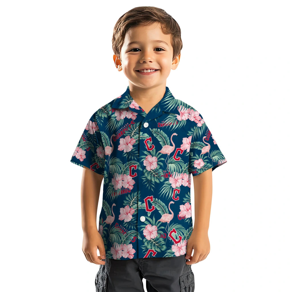 Cleveland Guardians Hawaiian Shirt - Flamingo and Hibiscus | Moonbestprint