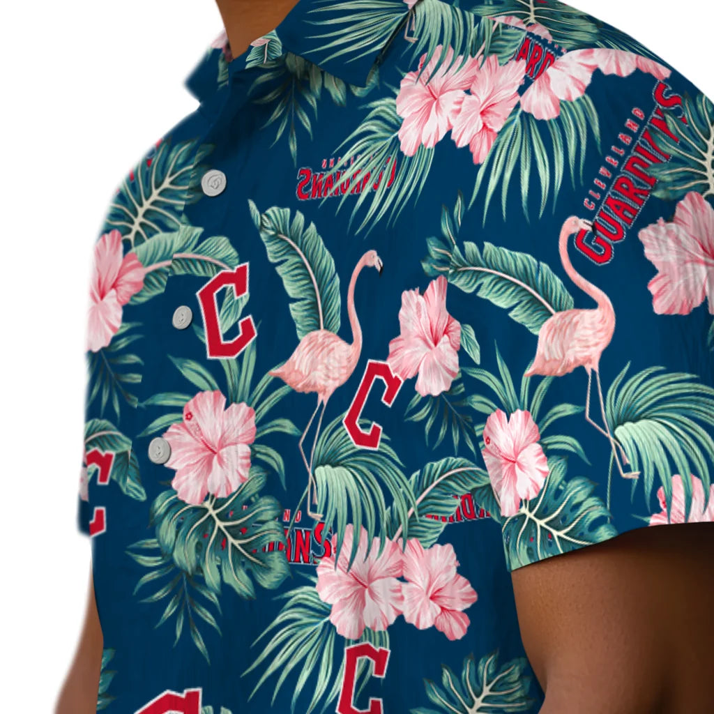 Cleveland Guardians Hawaiian Shirt - Flamingo and Hibiscus | Moonbestprint