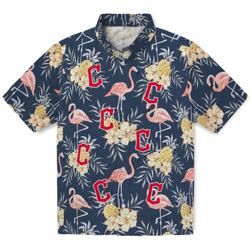 Cleveland Guardians Hawaiian Shirt - Flamingo Hibiscus | Moonbestprint