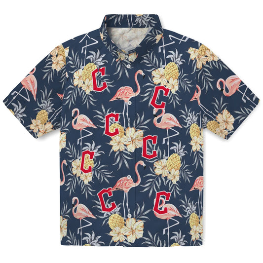 Cleveland Guardians Hawaiian Shirt - Flamingo Hibiscus | Moonbestprint