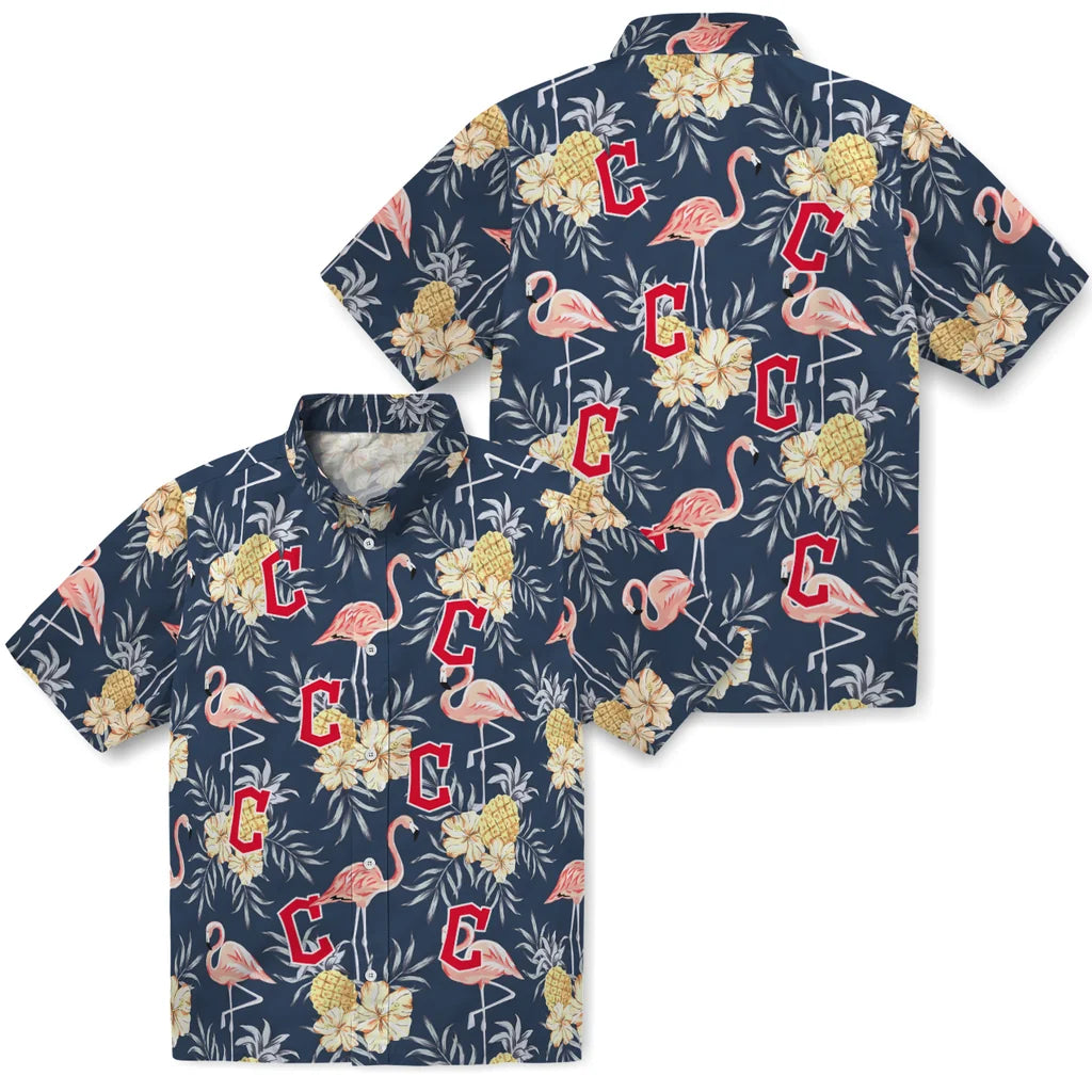 Cleveland Guardians Hawaiian Shirt - Flamingo Hibiscus | Moonbestprint