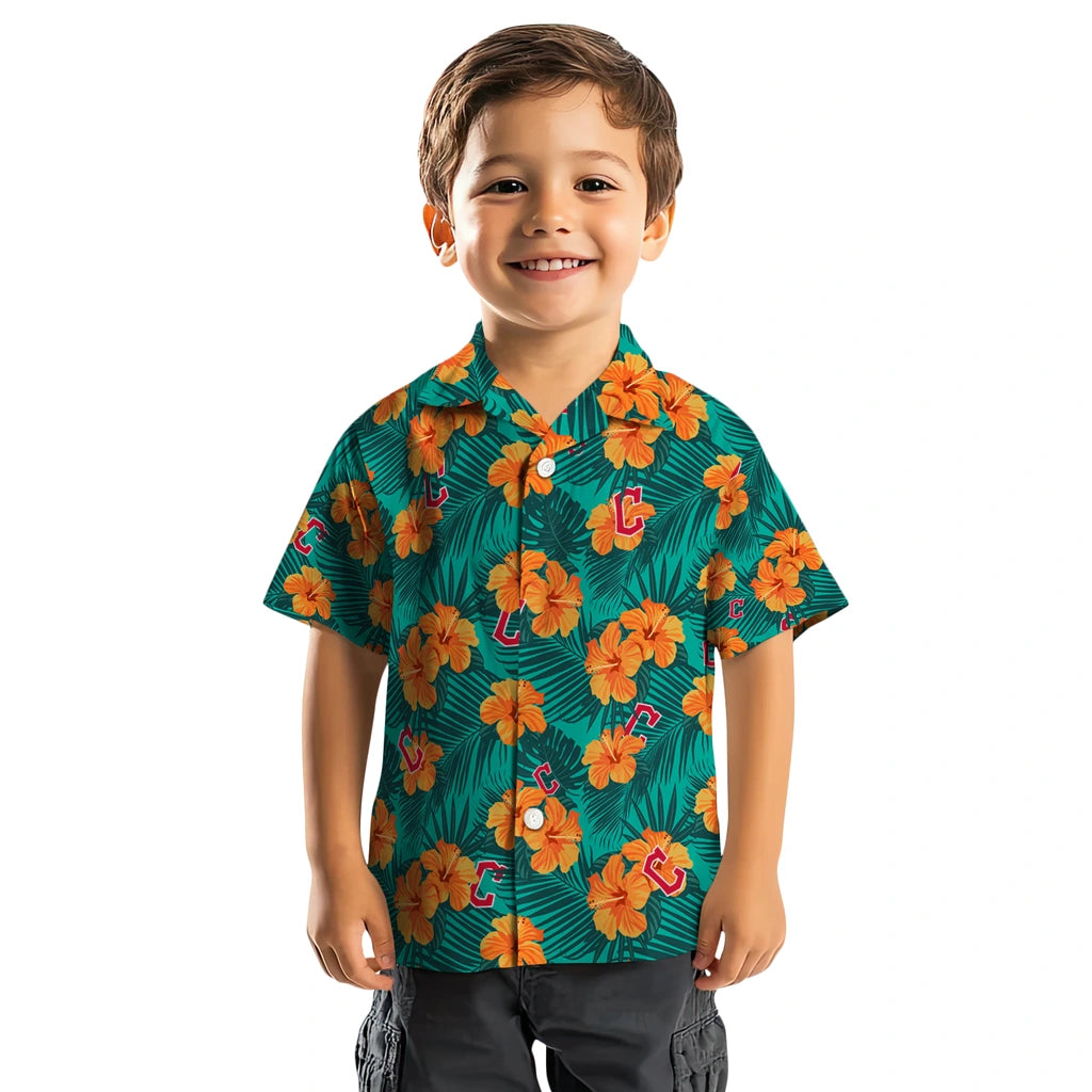 Cleveland Guardians Hawaiian Shirt - Hibiscus and Palm Leaves | Moonbestprint