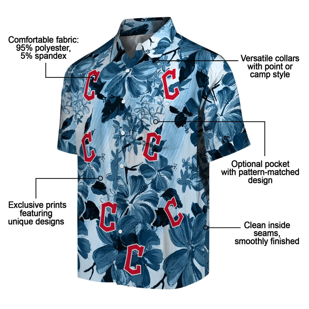 Cleveland Guardians Hawaiian Shirt - Hibiscus Arrangement | Moonbestprint