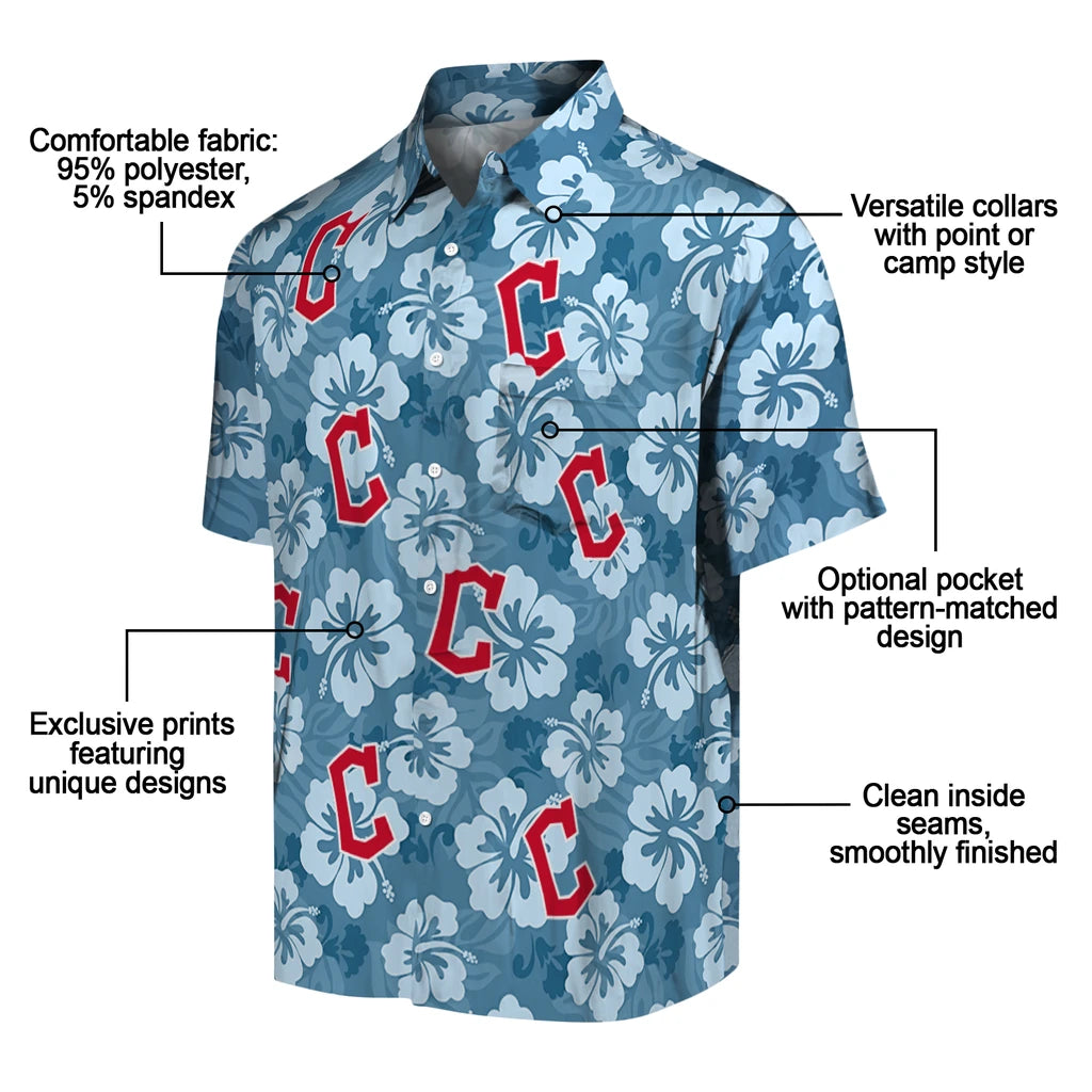 Cleveland Guardians Hawaiian Shirt - Hibiscus Cluster | Moonbestprint