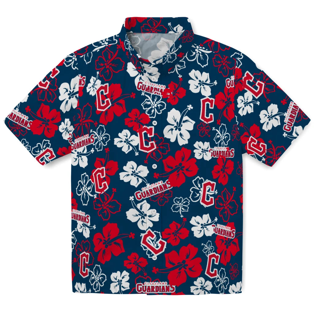 Cleveland Guardians Hawaiian Shirt - Hibiscus Flower Design | Moonbestprint