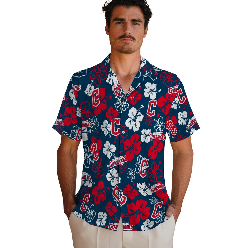 Cleveland Guardians Hawaiian Shirt - Hibiscus Flower Design | Moonbestprint