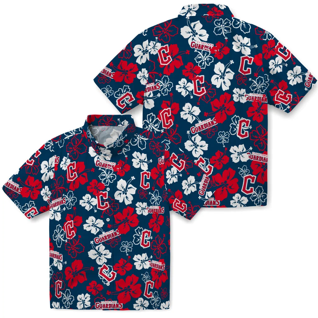 Cleveland Guardians Hawaiian Shirt - Hibiscus Flower Design | Moonbestprint