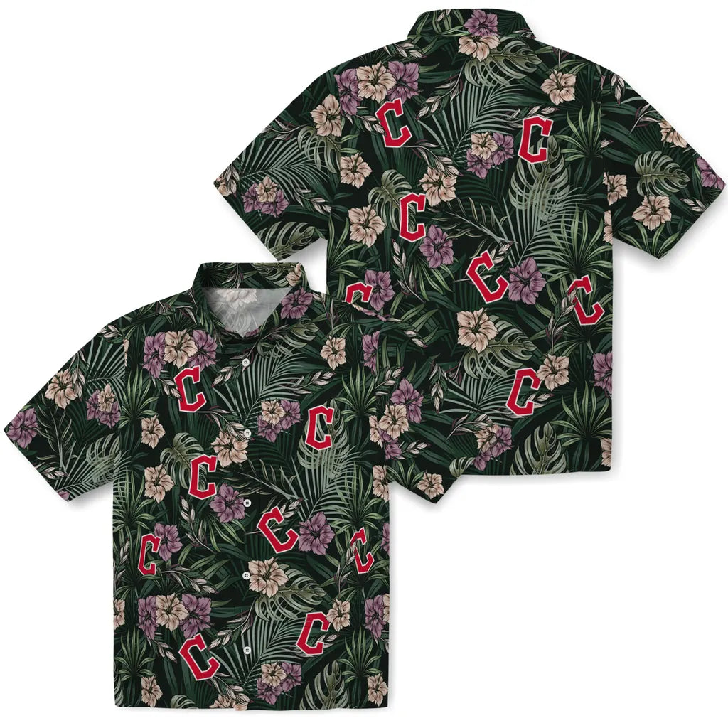 Cleveland Guardians Hawaiian Shirt - Hibiscus Leaves Pattern | Moonbestprint