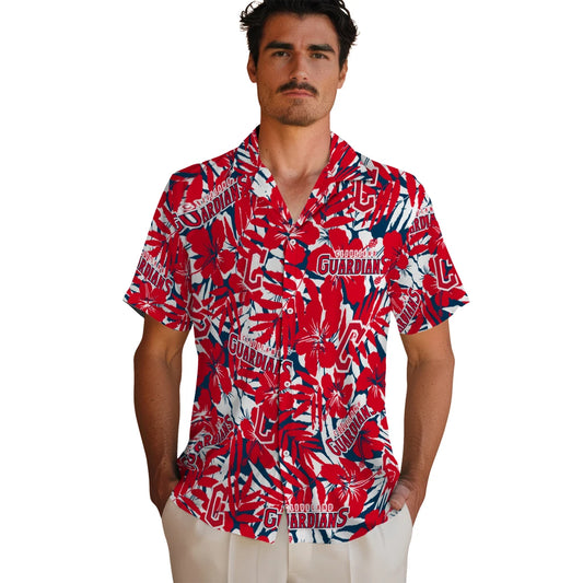 Cleveland Guardians Hawaiian Shirt - Hibiscus Overlay | Moonbestprint