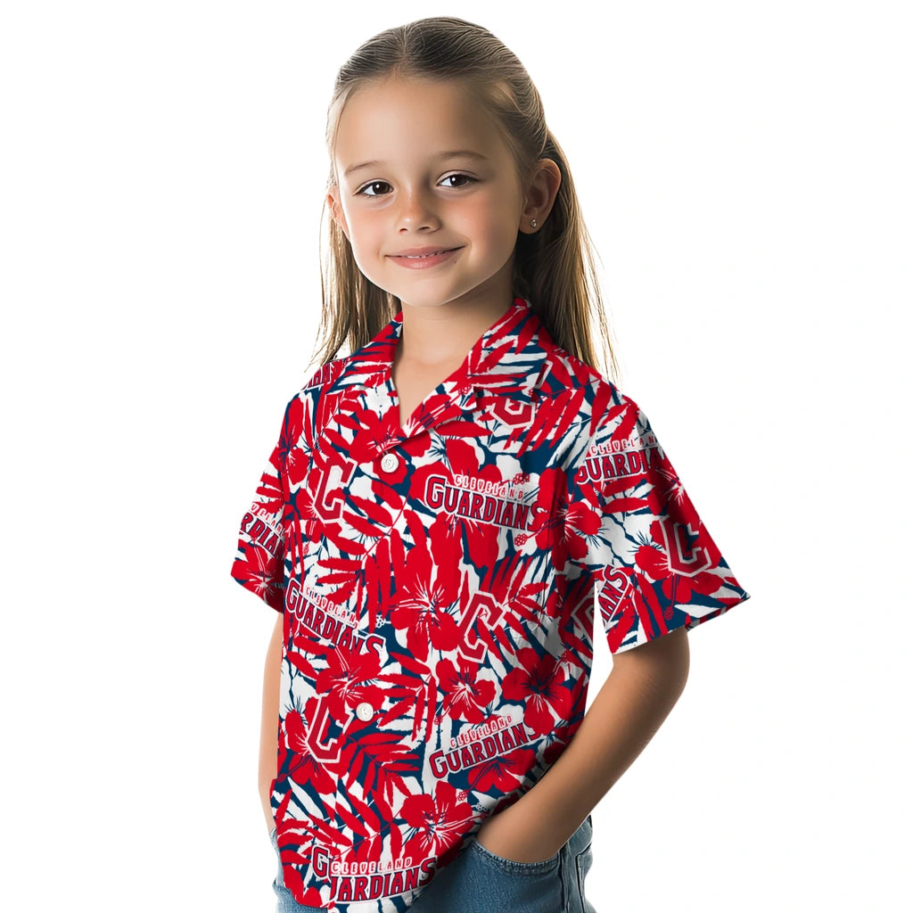 Cleveland Guardians Hawaiian Shirt - Hibiscus Overlay | Moonbestprint