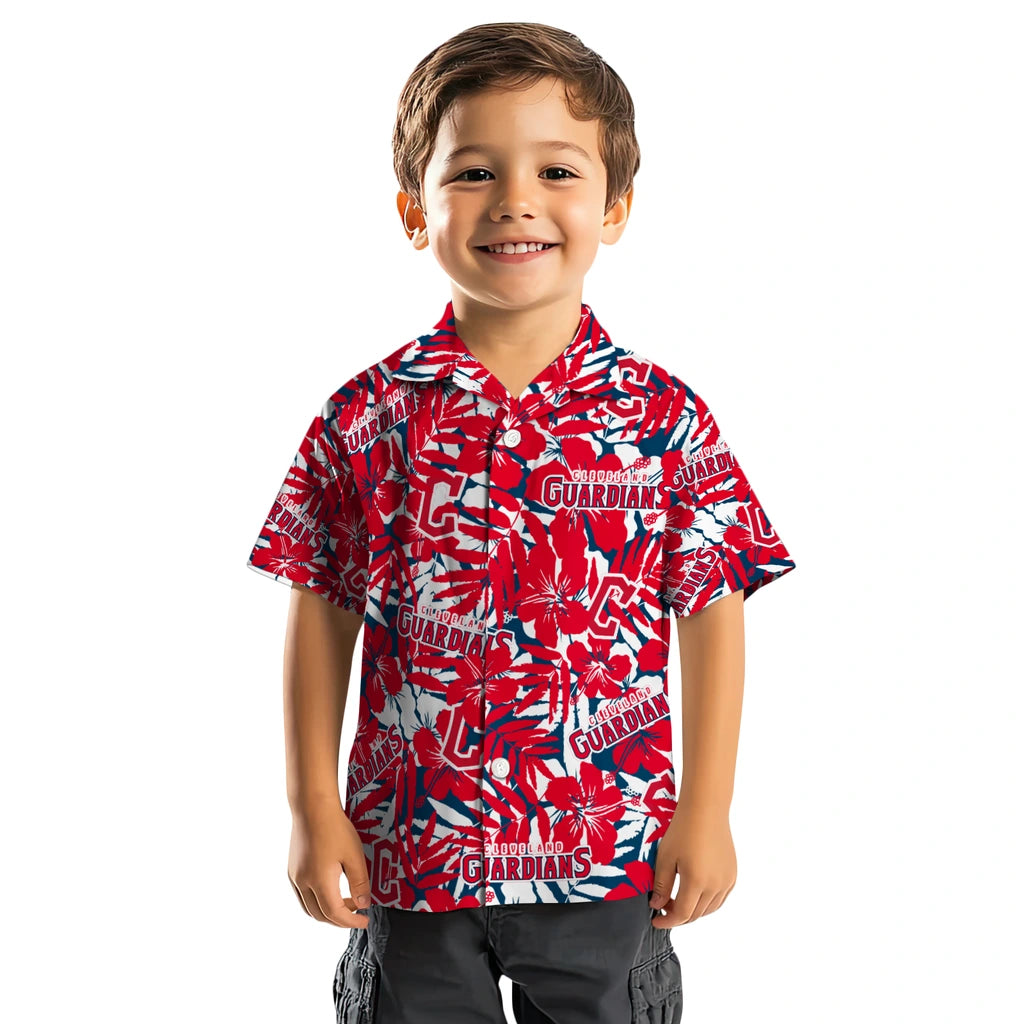Cleveland Guardians Hawaiian Shirt - Hibiscus Overlay | Moonbestprint