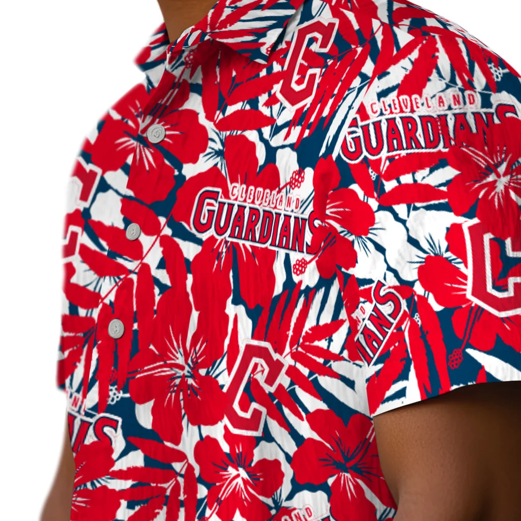 Cleveland Guardians Hawaiian Shirt - Hibiscus Overlay | Moonbestprint