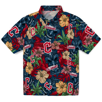 Cleveland Guardians Hawaiian Shirt - Hibiscus Tiki Jungle | Moonbestprint