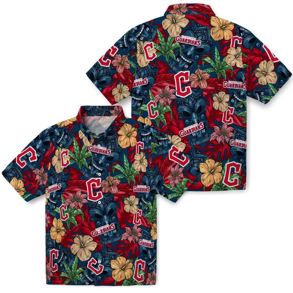 Cleveland Guardians Hawaiian Shirt - Hibiscus Tiki Jungle | Moonbestprint