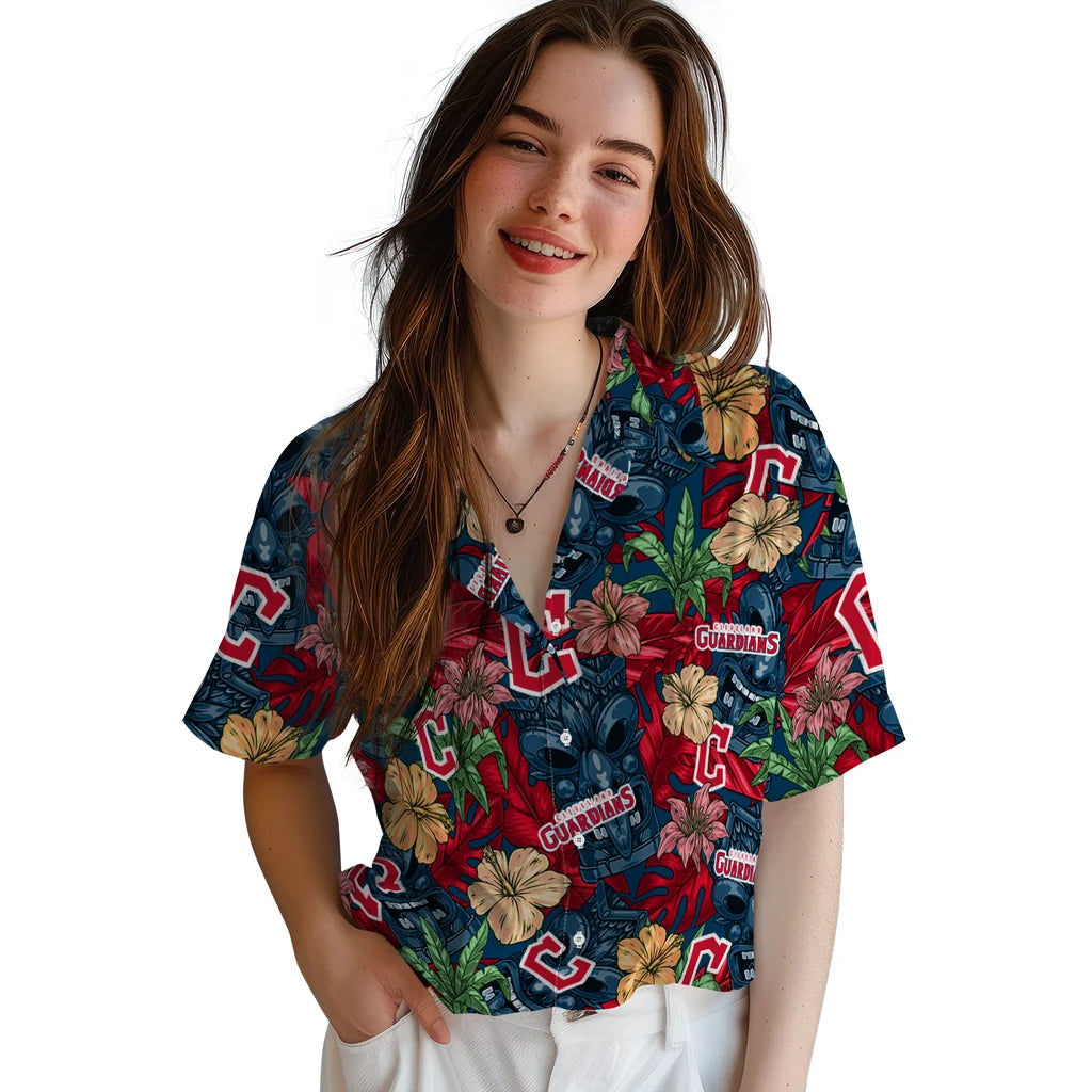 Cleveland Guardians Hawaiian Shirt - Hibiscus Tiki Jungle | Moonbestprint