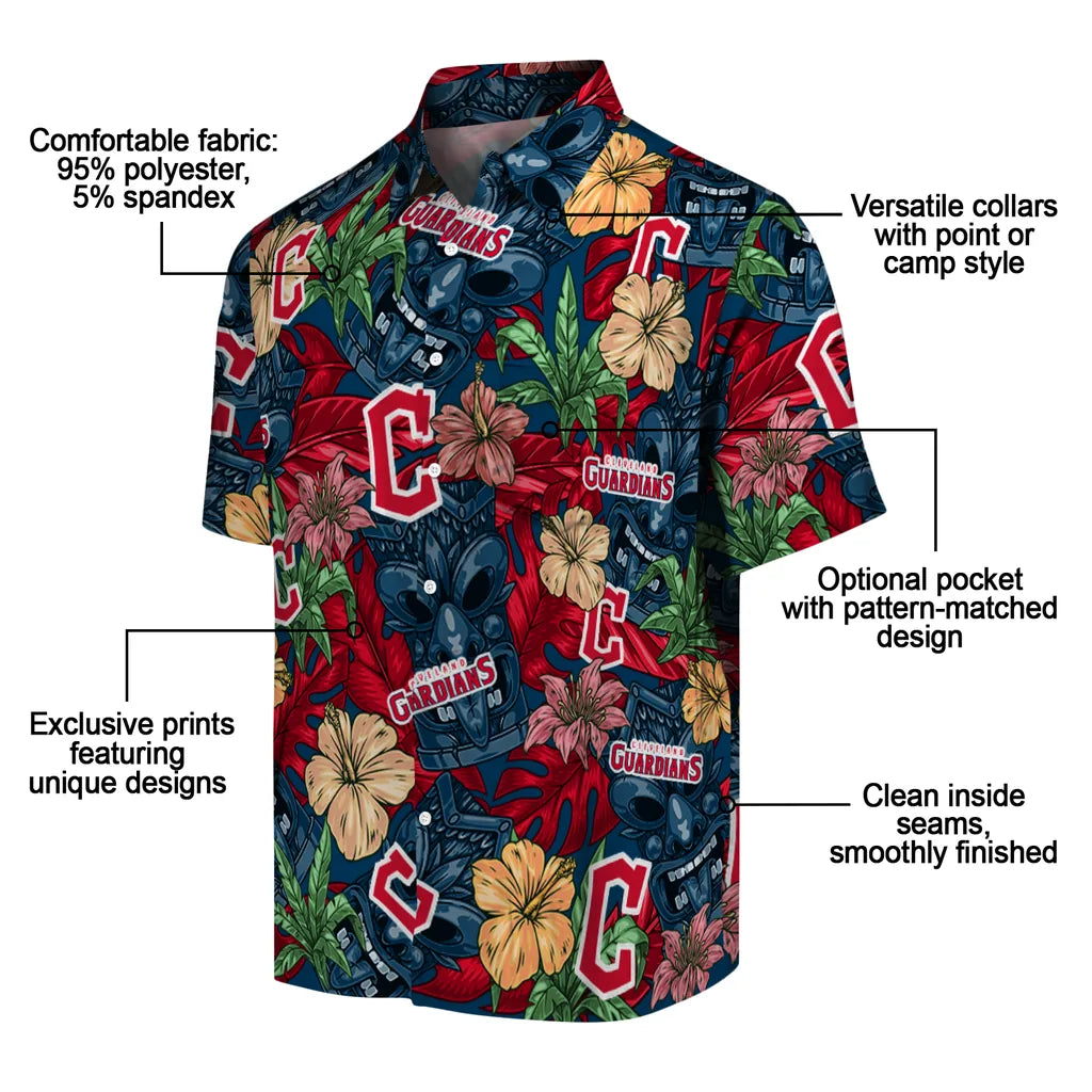 Cleveland Guardians Hawaiian Shirt - Hibiscus Tiki Jungle | Moonbestprint