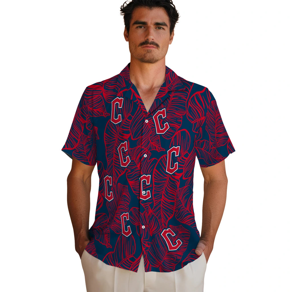 Cleveland Guardians Hawaiian Shirt - Leaf Outline | Moonbestprint