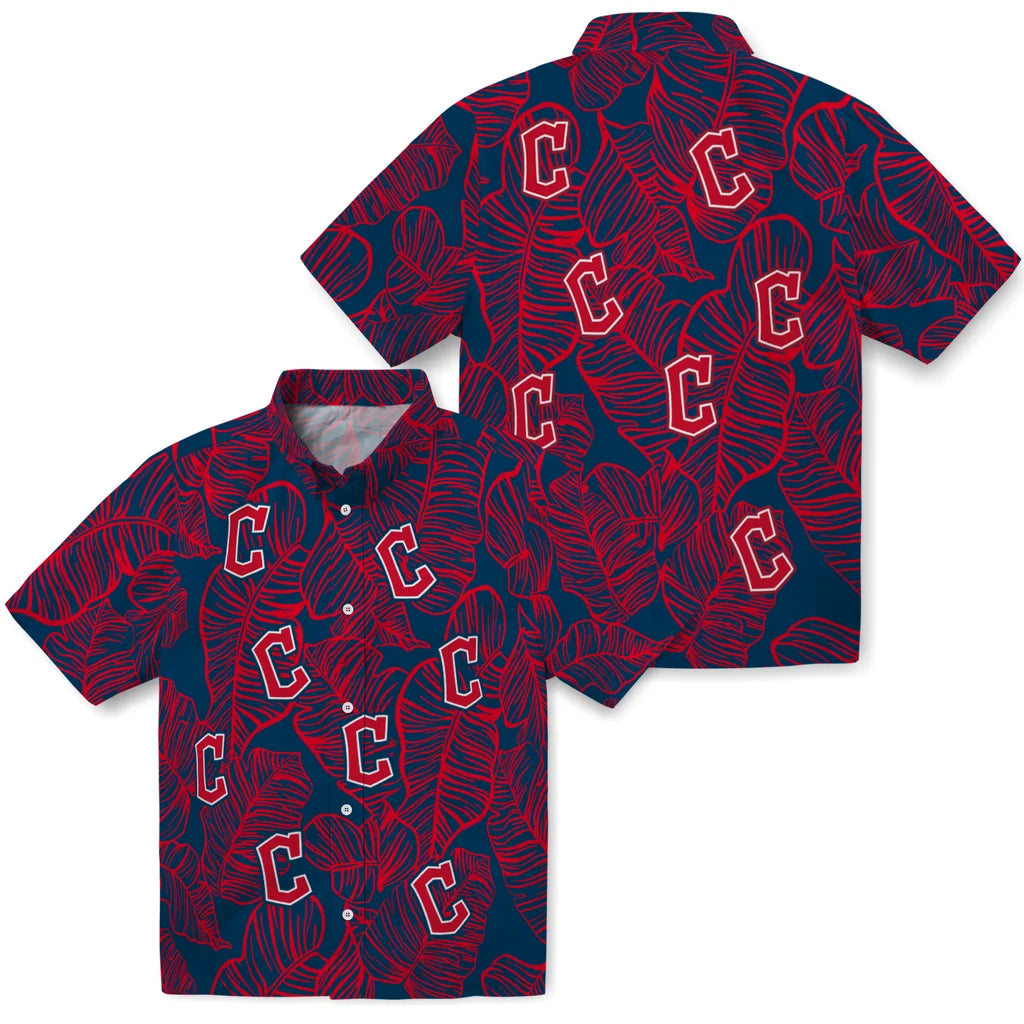 Cleveland Guardians Hawaiian Shirt - Leaf Outline | Moonbestprint