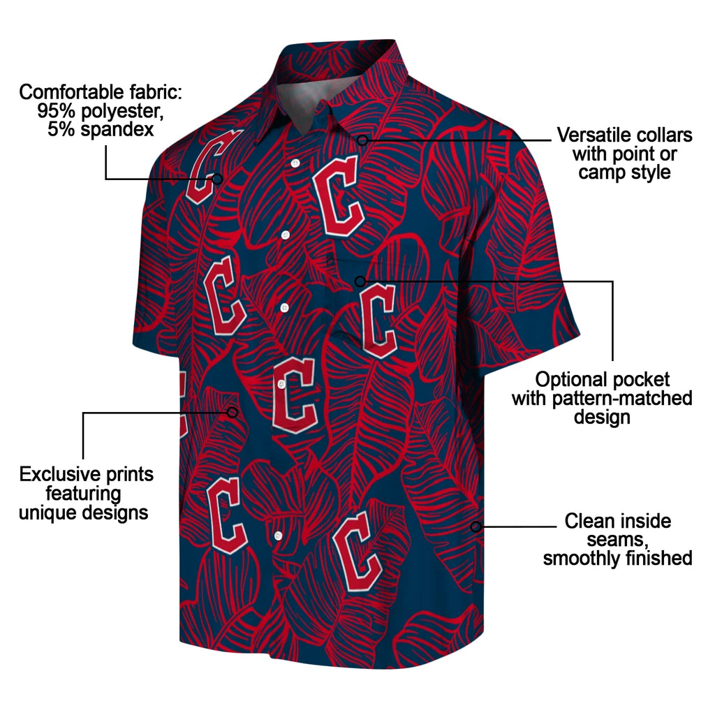 Cleveland Guardians Hawaiian Shirt - Leaf Outline | Moonbestprint