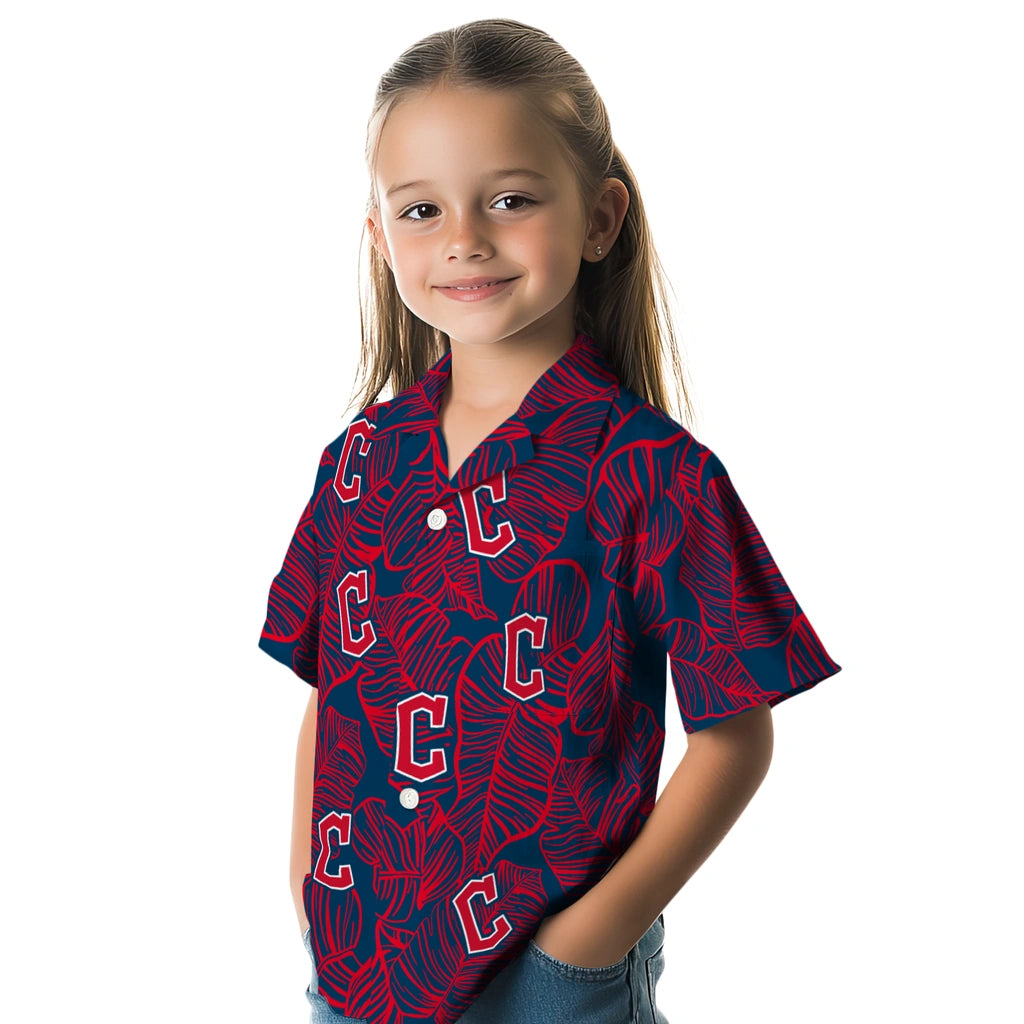 Cleveland Guardians Hawaiian Shirt - Leaf Outline | Moonbestprint